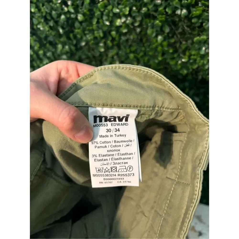 Mavi Jeans Mens 30X34 Edward Green Twill Slim Fit Straight Denim Pants NEW
